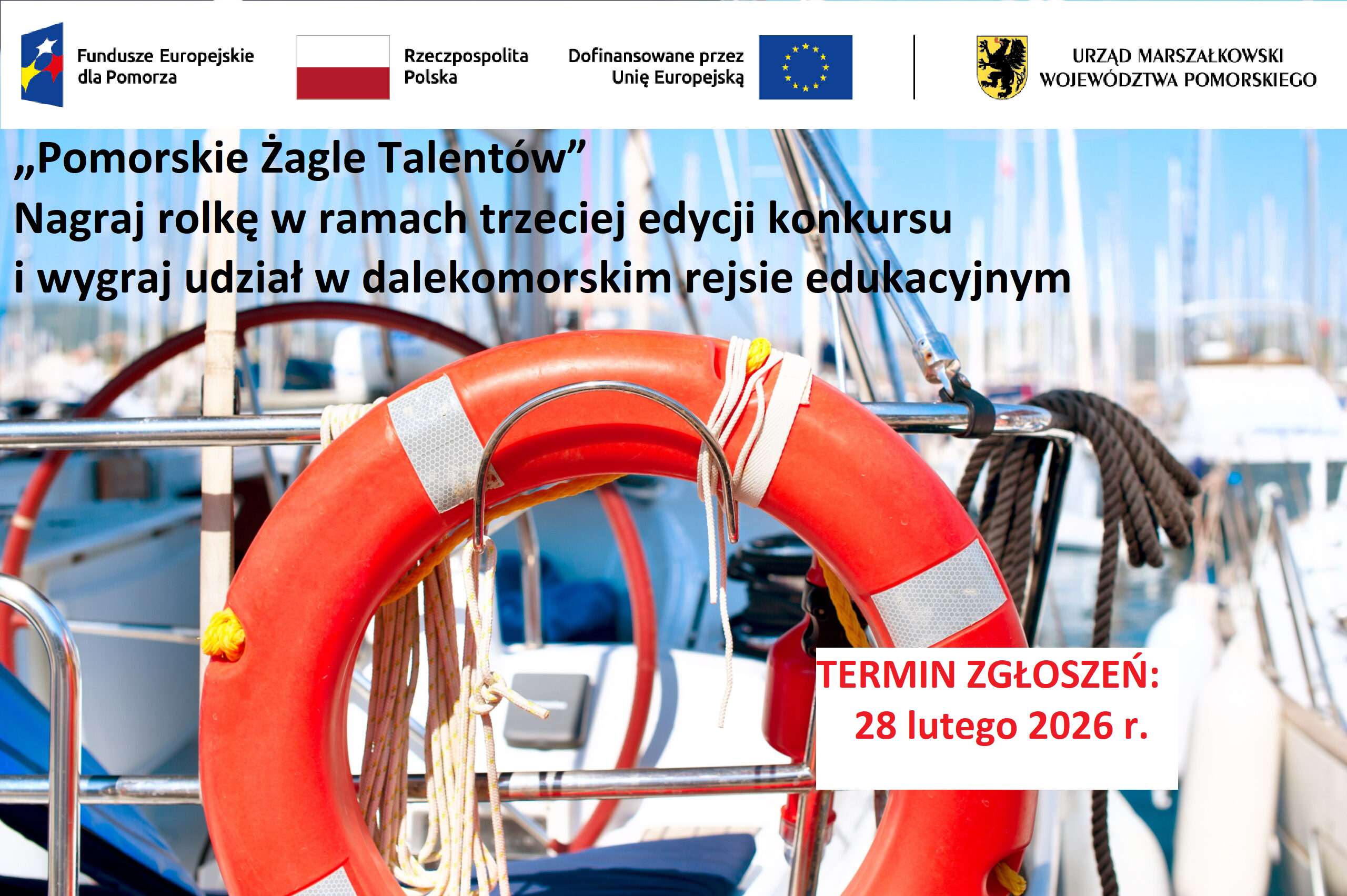 Grafika „Pomorskie Żagle Talentów” - konkursu dla uczniów szkół ponadpodstawowych województwa pomorskiego