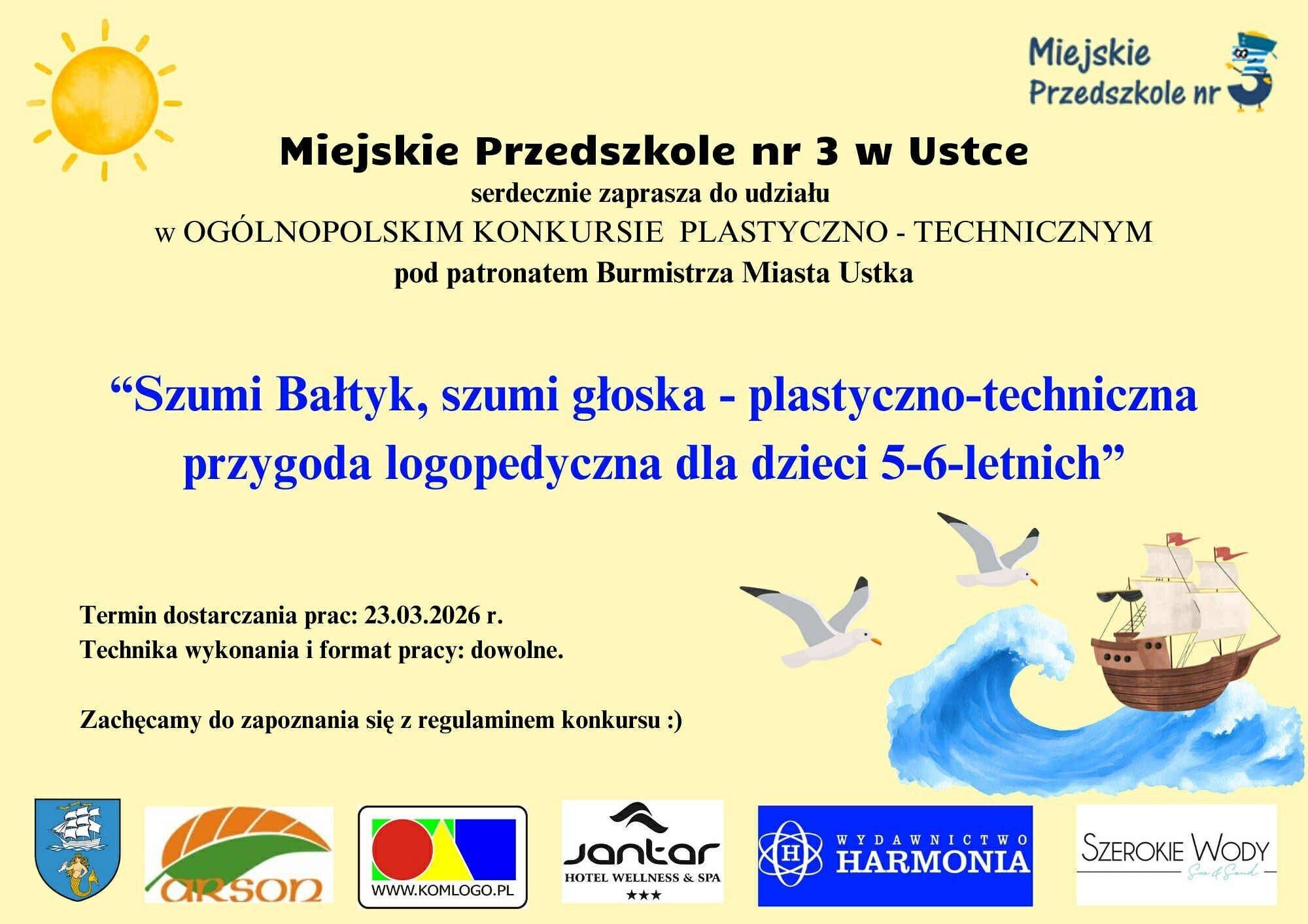 Grafika Konkurs plastyczno-technicznym pt. „Szumi Bałtyk, szumi głoska – plastyczno-techniczna przygoda logopedyczna dla dzieci 5–6-letnich”