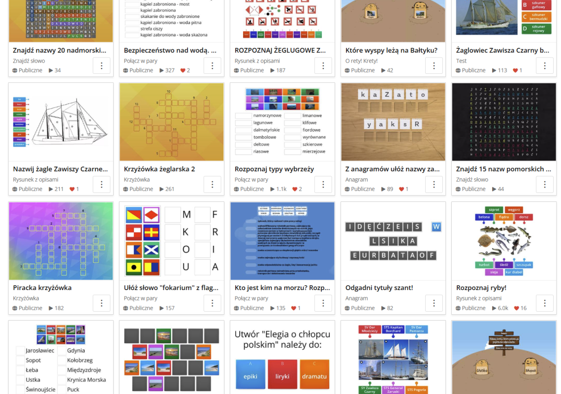 Interaktywne zadania na platformie Wordwall