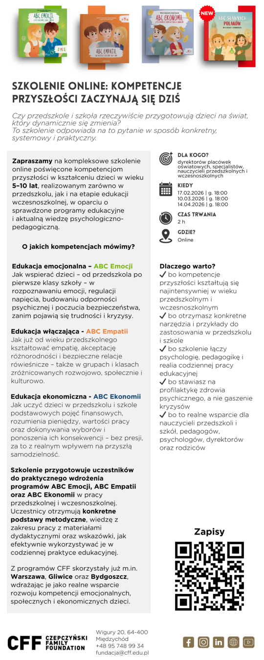 Wsparcie kompetencji przyszłości w placówkach oświatowych – zaproszenie na cykl bezpłatnych szkoleń online