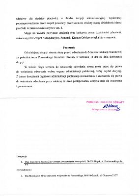 Akredytacja Pomorskiego Kuratora Oświaty 12.08.2020 r.